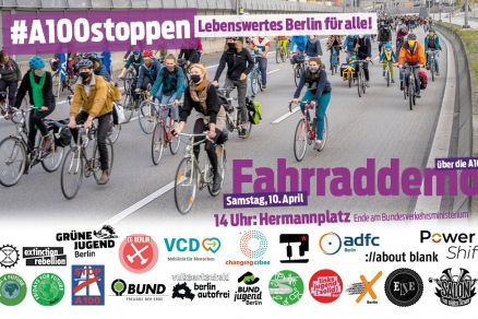 Fahrraddemo gegen die A100 in Berlin Fahrraddemo gegen die A100 in Berlin