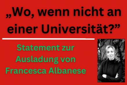 Statement zur Ausladung von Francesca Albanese Statement zur Ausladung von Francesca Albanese